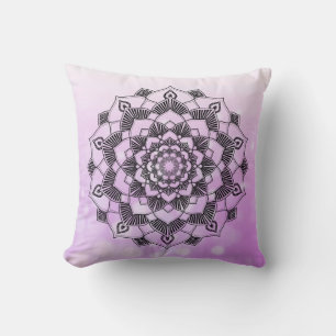 Paarse lavendel bokeh Mandala Abstract Throw pilll Kussen