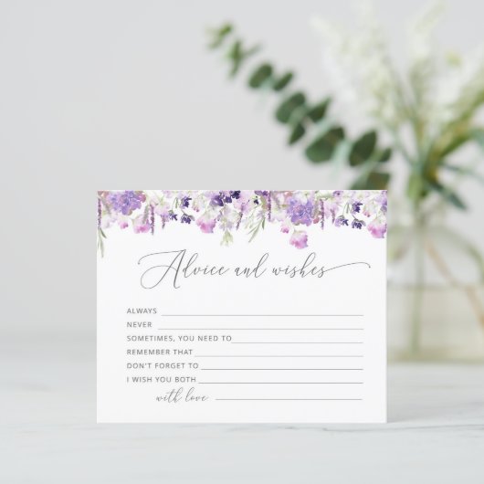 Paarse lavendel bridal-advies en wenskaart (Staand voorkant)