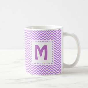 Paarse Lavendel Chevrons Favoriete Mok met Initial