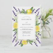 Paarse Lavendel Citrus Bloem Bruiloft Kaart (Staand voorkant)