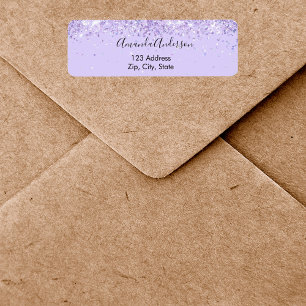 Paarse lavendel confetti elegante retouradres etiket