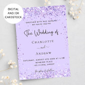 Paarse lavendel confetti script bruiloft kaart