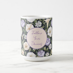 Paarse Lavendel Crème Petunia Bloemen   Koffiemok