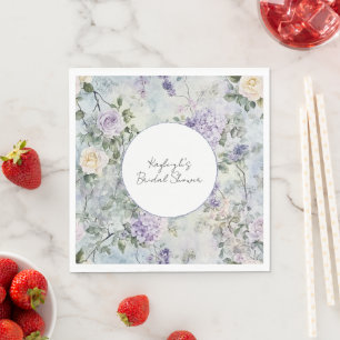 Paarse lavendel crème roze bloem bruiloftsdouche servet