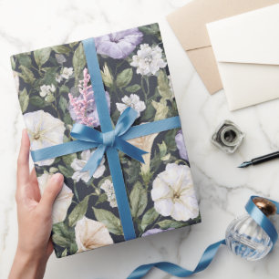 Paarse Lavendel Crème Roze Bloemen Verjaardag Cadeaupapier