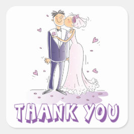 Paarse lavendel dank u bruid bruidegom bruiloft vierkante sticker