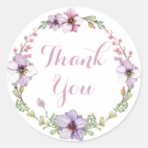 Paarse lavendel dank u Waterverf bloemenkrans Ronde Sticker