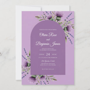 Paarse Lavendel Distel Eucalyptus Bruiloft Kaart