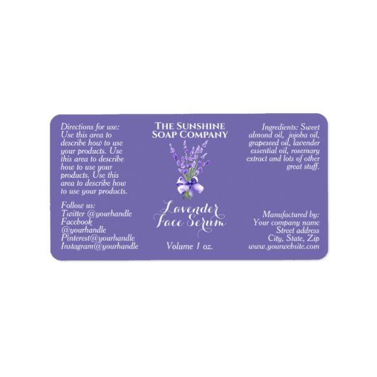Paarse Lavendel Druppelflesetiket 2.375 x 1.25 Etiket (Voorkant)