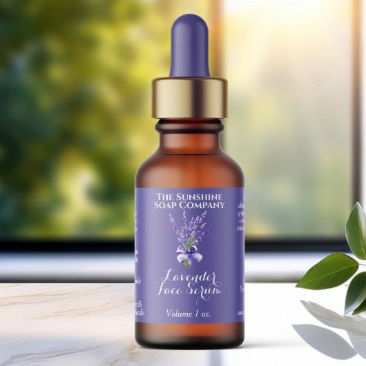 Paarse Lavendel Druppelflesetiket 2.375 x 1.25 Etiket