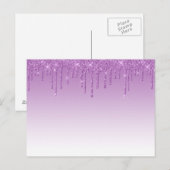Paarse lavendel druppelglitter briefkaart (Voorkant / Achterkant)