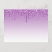 Paarse lavendel druppelglitter briefkaart (Voorkant)