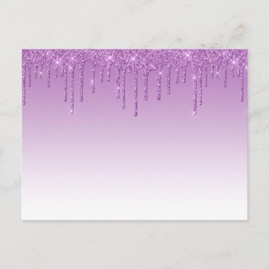 Paarse lavendel druppelglitter briefkaart (Voorkant)