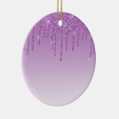 Paarse lavendel druppelglitter keramisch ornament (Rechts)