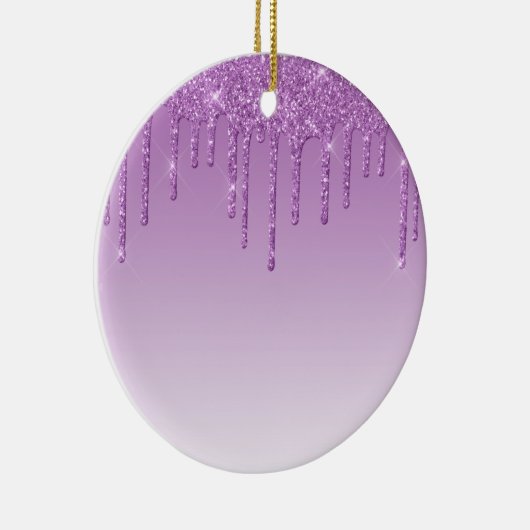 Paarse lavendel druppelglitter keramisch ornament (Rechts)