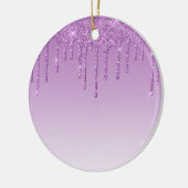 Paarse lavendel druppelglitter keramisch ornament (Links)