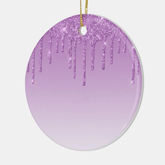 Paarse lavendel druppelglitter keramisch ornament (Links)