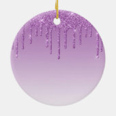 Paarse lavendel druppelglitter keramisch ornament (Achterkant)