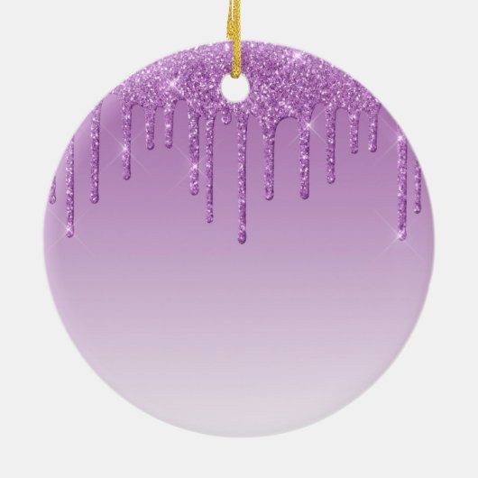Paarse lavendel druppelglitter keramisch ornament (Achterkant)