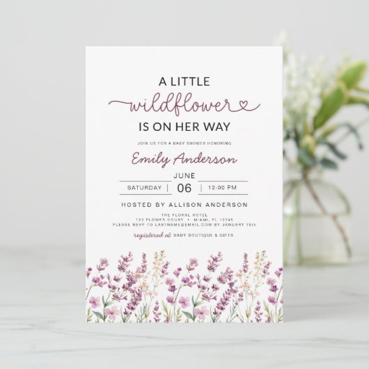 Paarse Lavendel Een beetje Wildflower Baby shower Kaart (Staand voorkant)