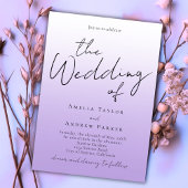 Paarse Lavendel Elegante Foto QR Code Bruiloft Kaart