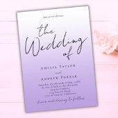 Paarse Lavendel Elegante Foto QR Code Bruiloft Kaart