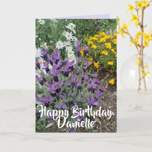 Paarse lavendel en bloem kaart (Gele Bloem)