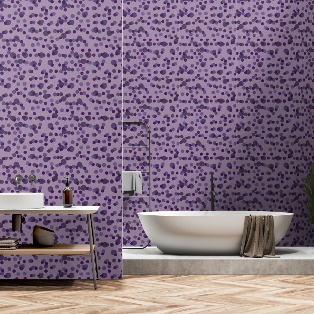 paarse, lavendel en druif stippen behang (Badkamer)