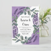 Paarse lavendel en eucalyptus trouwkaarten kaart (Staand voorkant)