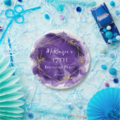 Paarse Lavendel en Gouden Waterverf Verjaardagsfee Papieren Bordje (Feest)