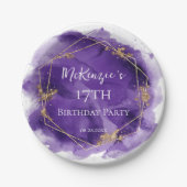 Paarse Lavendel en Gouden Waterverf Verjaardagsfee Papieren Bordje (Voorkant)