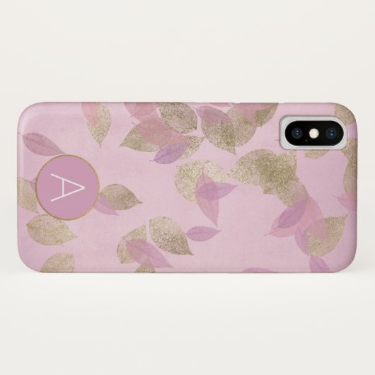 Paarse lavendel en goudfolie vallen bladeren Case-Mate iPhone case (Achterkant (horizontaal))