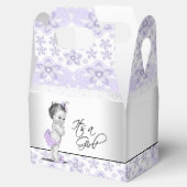 Paarse Lavendel en Grijs Baby shower Bedankdoosjes (Geopend)