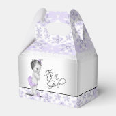 Paarse Lavendel en Grijs Baby shower Bedankdoosjes (Voorkant Zijde)