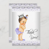 Paarse lavendel en grijs Baby shower Dank u Bedankkaart (Voorkant / Achterkant)
