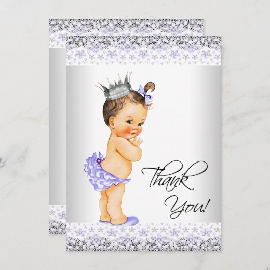 Paarse lavendel en grijs Baby shower Dank u Bedankkaart (Voorkant / Achterkant)