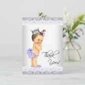 Paarse lavendel en grijs Baby shower Dank u Bedankkaart (Staand voorkant)