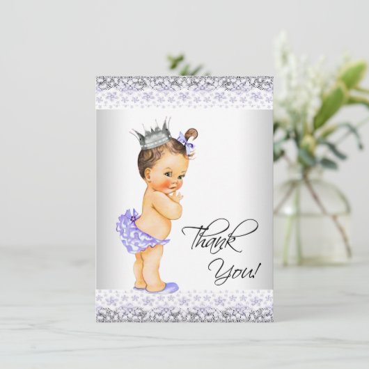Paarse lavendel en grijs Baby shower Dank u Bedankkaart (Staand voorkant)