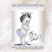 Paarse Lavendel en Grijze Baby Meisje Shower