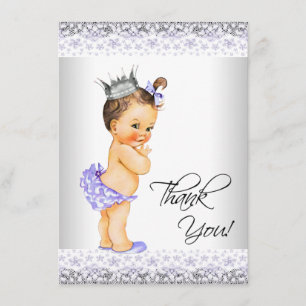 Paarse lavendel en grijze babyshower-bedankje bedankkaart