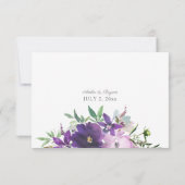 Paarse lavendel en Violet Floral, geen echte RSVP- RSVP Kaartje (Achterkant)