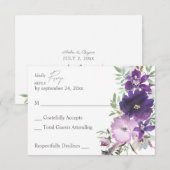 Paarse lavendel en Violet Floral, geen echte RSVP- RSVP Kaartje (Voorkant / Achterkant)