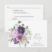 Paarse lavendel en Violet Floral met meel RSVP Kaartje (Voorkant / Achterkant)