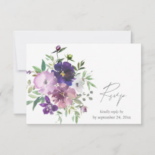 Paarse lavendel en Violet Floral met meel RSVP Kaartje