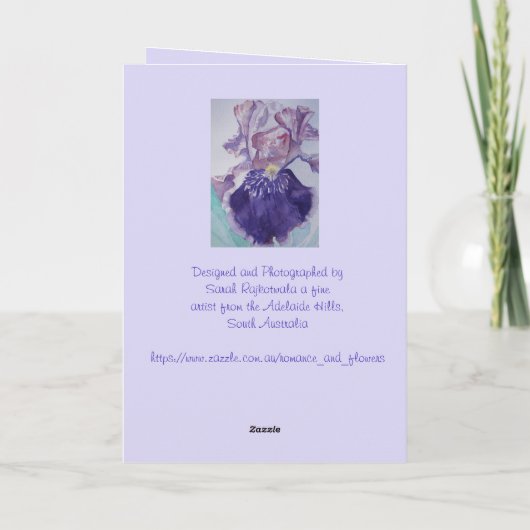 Paarse lavendel en zeefbloem kaart (Achterkant)