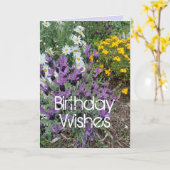 Paarse lavendel en zeefbloem kaart (Gele Bloem)