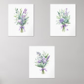 Paarse Lavendel Eucalyptus Wildflower Bloemen Prin Muurkunst Sets (Voorkant)