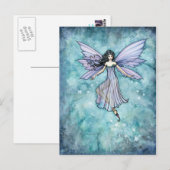 Paarse Lavendel Fairy Art beroemd gemaakt door Mol Briefkaart (Voorkant / Achterkant)