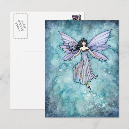 Paarse Lavendel Fairy Art beroemd gemaakt door Mol Briefkaart (Voorkant / Achterkant)