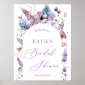 Paarse + Lavendel Flora Vrijgezellenfeest Welkomst Poster (Voorkant)